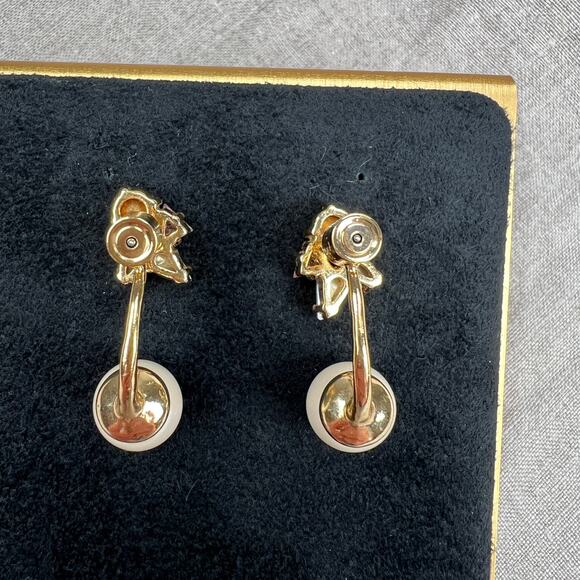 Kate Spade Dainty Sparklers Drop Back Earrings Pink & Faux Pearl Gold Tone - Picture 6 of 12